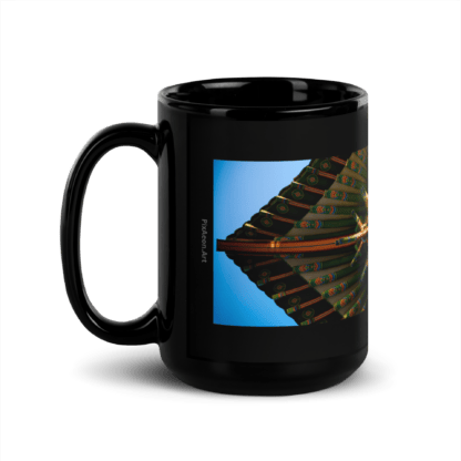 Butterfly Pagoda South | Black Ceramic Coffee Mug | Full Image